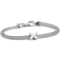 Bracciale a maglia argentata per donna con ciondolo a farfalla scintillante e diamanti - Color Acciaio