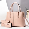Ensemble de sacs à main rose 3 pièces comprenant un grand sac cabas, une pochette et un portefeuille - Set de 3 pièces / Rose