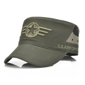 Herren Military-Mütze in Olivgrün mit Camouflage-Einsätzen und Airforce-Stickerei - Verstellbar / Armeegrün