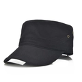 Klassische schwarze Cadet-Cap für Herren aus Baumwolle mit Metallösen im Military-Stil - Verstellbar / Schwarz