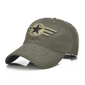 Berretto da baseball in cotone verde militare con ricamo stella vintage uomo - Regolabile / Verde Militare