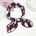 Elegant wine red square silk scarf featuring cute black and white penguin prints - Burgundy Penguin