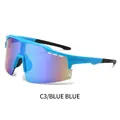 Blauwe sportieve wielrenzonnebril met blauwe spiegelglazen en geventileerd frame - Blauw Frame Kleurrijke Blauwe Gespiegelde Lenzen