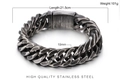 Dettaglio del bracciale a catena cubana da 15 mm in acciaio inossidabile con dimensioni e peso - Larghezza 15mm (KB71831-BD15mm)