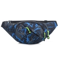 Waterproof 400D oxford fabric sports waist bag with blue camo pattern and earphone hole - Urban Blue