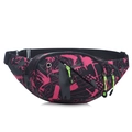Waterproof Oxford fabric sports waist bag with black base and pink graffiti pattern - Urban Pink