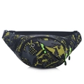 Waterproof 400D Oxford waist bag with yellow and grey camouflage pattern and earphone port - Urban Yellow
