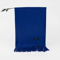 Dunkelblauer Kaschmir-Schal für Damen mit eleganten Quastenfransen in Uni-Farbe - Blau