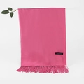 Rose pink cashmere scarf with long fringe tassels and elegant woven label - Watermelon red