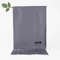 Solid dark grey cashmere scarf with elegant tassel trim and soft woven texture - Heather Grey