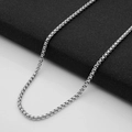Polished silver stainless steel box chain necklace with a minimalist geometric design - Square Pearl Chain / 70cm