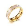 Minimalist 18K gold-plated titanium ring featuring a polished white mother of pearl inlay - Gold Men Style (KR34990-K)