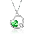 Collier cœur argenté avec un grand pendentif en cristal vert et détails brillants - Vert fruit