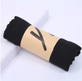 Rolled black cotton linen scarf with a brown paper ring wrapper on a white surface - Mid-Length / 160*50CM / Black