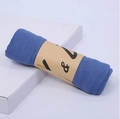 Rolled blue cotton linen scarf with texture and decorative brown paper band packaging - Mid-Length / 160*50CM / Denim Blue