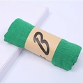 Emerald green crinkle cotton linen scarf with elegant kraft paper packaging label - Mid-Length / 160*50CM / Green