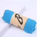 Bright blue linen cotton scarf with textured weave and premium paper brand packaging - Mid-Length / 160*50CM / Lake Blue