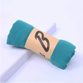 Green linen cotton scarf rolled with brown paper packaging and minimalist logo - Mid-Length / 160*50CM / Aqua Blue