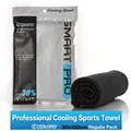 Asciugamano sportivo rinfrescante nero 30x100cm con custodia a zip grigia per fitness - Nero