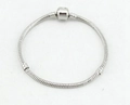 Silver snake chain bracelet with barrel clasp made of high-quality plated alloy - 18cm