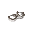Minimalistische silberne Edelstahl-Creolen mit poliertem rundem Scharnier-Design - Silber