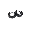 Polished black stainless steel hoop earrings for men and women in a minimalist style - Black