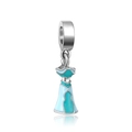 Charm robe de princesse bleue en argent avec détails en émail bleu turquoise - Style Robe de Princesse Jasmine (4)