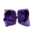 Vibrant purple grosgrain ribbon bow hair clip for girls, 6 inch classic hair accessory - 7.5cm (3 inches) / Deep purple