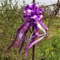 Large double-layer purple gift bow with ribbons for wedding cars and party decor - Purple