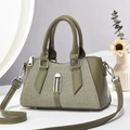 Borsa a tracolla verde oliva con inserto in tessuto e cinturino argento regolabile - 24 cm x 9 cm x 14 cm / Verde