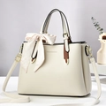 Chic beige textured leather crossbody phone bag with silk scarf and gold hardware - Off-white