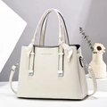 Elegant white lychee pattern tote bag with decorative silk scarf and minimalist design - Off-white