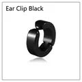 Clip de oreja minimalista de acero inoxidable negro con acabado de espejo pulido para hombre - Negro