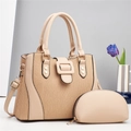 Grand sac à main beige texturé avec petit porte-monnaie assorti pour femmes - Sac à Main Et Pochette / Kaki