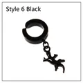 Style 6 black stainless steel clip-on earring featuring a detailed lizard shaped pendant - Gecko / Black