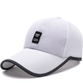 White breathable mesh baseball cap with black trim and rectangular logo patch detail - Adjustable / White