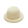 Minimalist beige breathable woven bucket hat with spiral knit pattern for summer sun protection - Light Beige