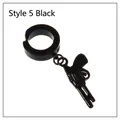 Style 5 black stainless steel clip-on earring featuring a detailed revolver pistol pendant - Handgun / Black