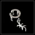 Punk style lizard drop ear clip in polished steel silver finish for non-pierced ears - Gecko / Steel