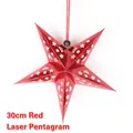 Stella olografica laser rossa da 30 cm con motivi traforati di luna e stelle - Stella Olografica / 30cm Ghirlanda Rossa