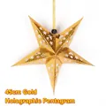 Stella decorativa olografica dorata 45cm con motivi a luna e finitura laser - Stella Olografica / 45cm Oro