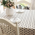 Modern beige table cloth with black polka dots on a wooden table with fresh roses - Small Square / Polka Dot