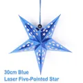 Stella di carta olografica blu da 30cm con intagli a forma di luna e stelle - Stella Olografica / 30cm Blu
