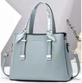 Mini sac cabas bleu clair minimaliste en similicuir avec foulard floral sur l'anse - Bleu