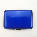 Slim deep blue aluminum RFID blocking wallet with secure mechanical push-lock buckle - Blue