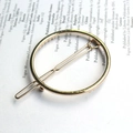 Elegant gold circular geometric metal hair clip with minimalist hollow design for women - Round / Gold