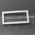 Minimalist silver rectangular hollow metal hair clip with a sleek geometric frame - Rectangle / Silver