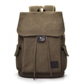 Mochila clásica de lona verde militar con cordón ajustable y estilo de ropa de trabajo - Marrón