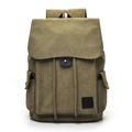 Armeegrüner Canvas-Rucksack im Vintage-Flap-Design mit Schnallenriemen für Reisen - Khaki