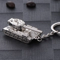 Polished silver zinc alloy tank model keychain with realistic tank turret and track details - Tank T34-85 Silver
